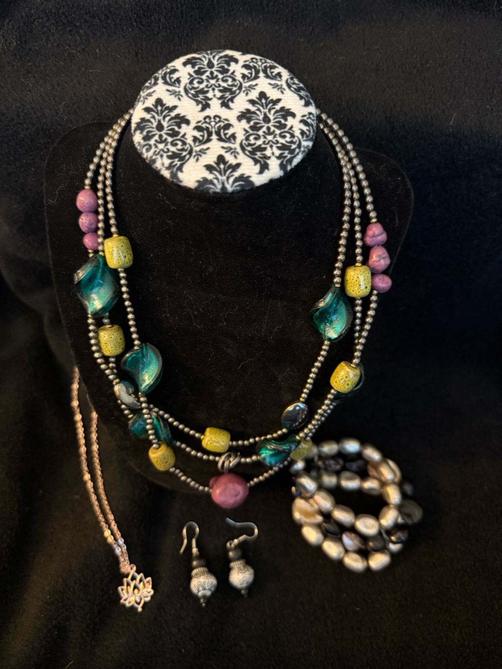 Mixed boho. Glass, shell, metal. Lotus. Boho.